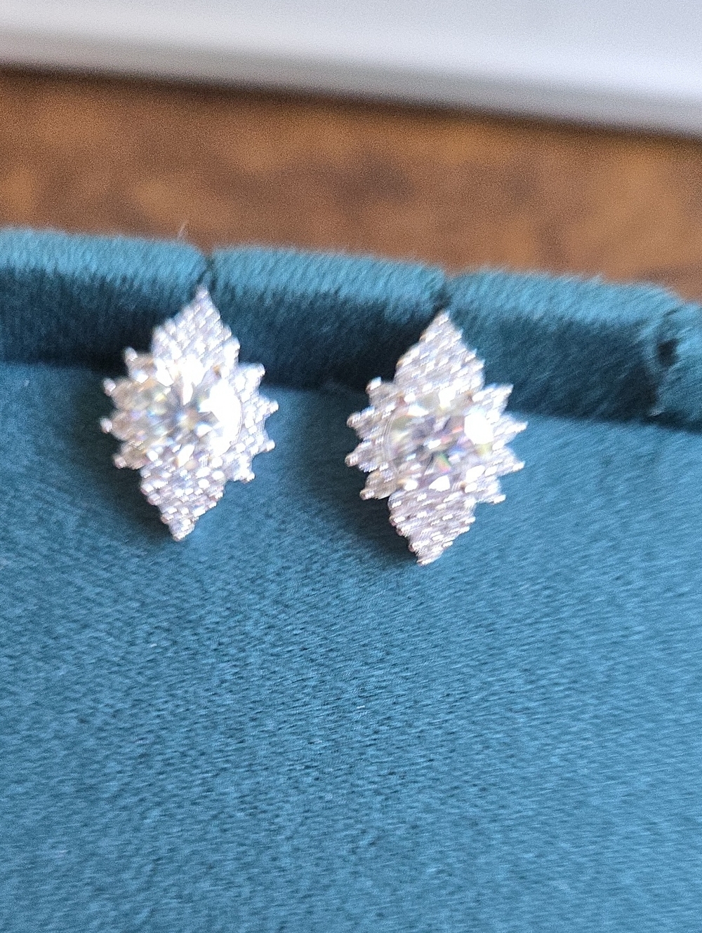 Sparkling White Mossanite Cluster Stud Earrings On Sterling Sliver (S925)